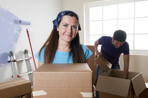 Packed boxes and furniture ready for a house move in Bromley