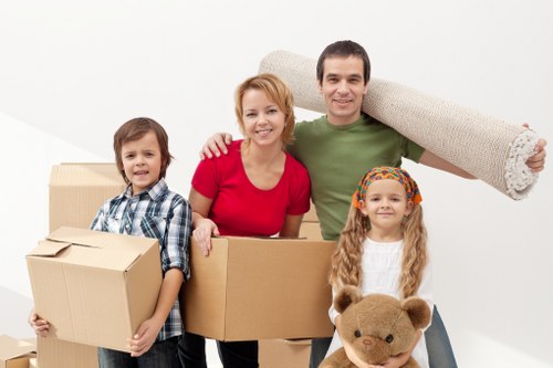 Local removals vehicle loading business items for a commercial move