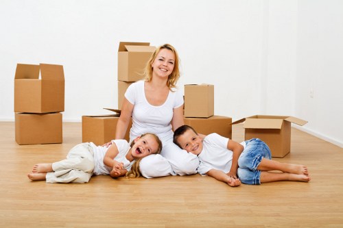 Packed boxes and furniture loaded for a Bromley house move