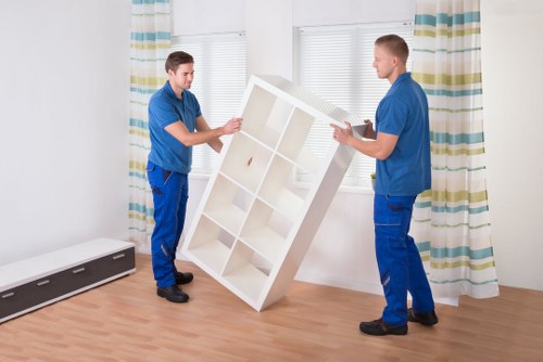 Business premises move in Bromley with labelled boxes and furniture