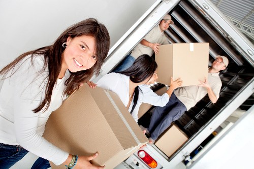 Professional movers preparing for a house move