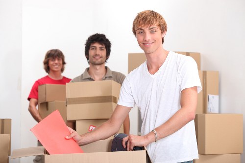 Packed office furniture and equipment ready for a Bromley business move